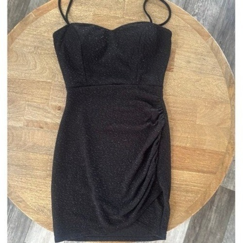 Sparkly Black Strapless Mini Homecoming Formal Little Black Party Dress M